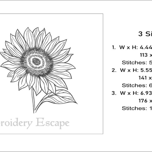 Sunflower sketch embroidery design