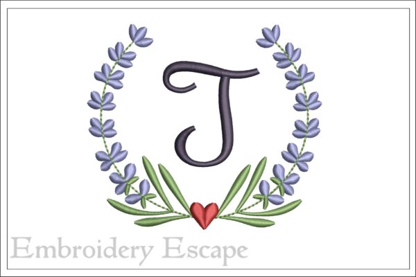 Letter T embroidery design