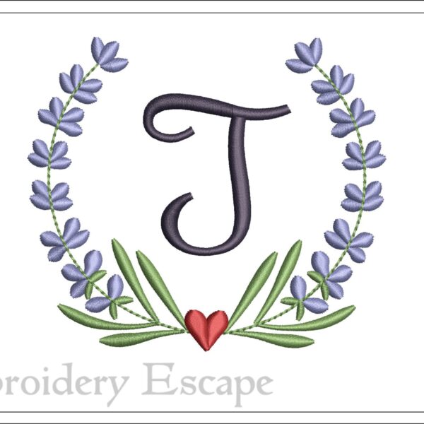 Letter T embroidery design