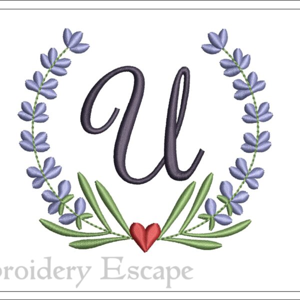 Letter U embroidery design