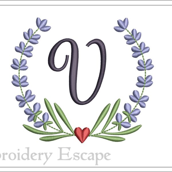 Letter V embroidery design