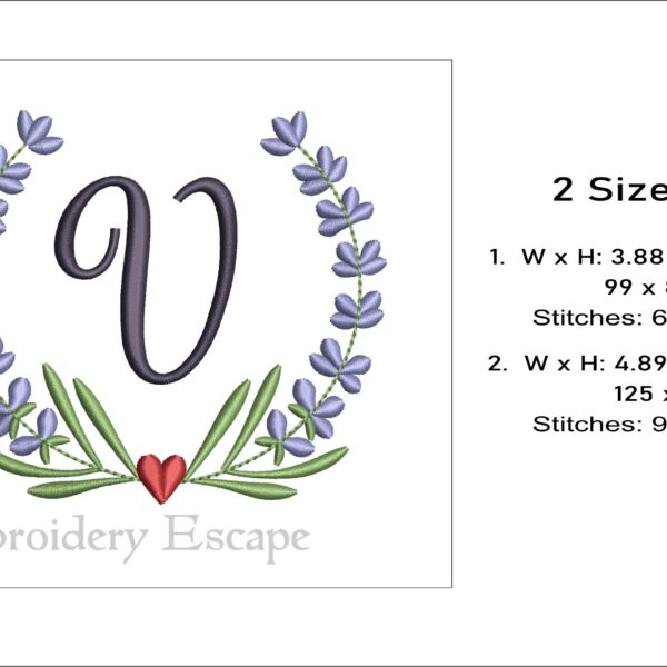 Letter V embroidery design