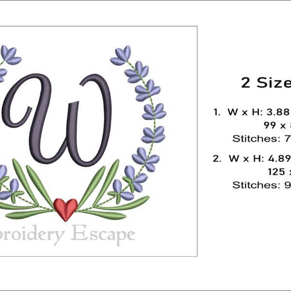 Letter W machine embroidery design