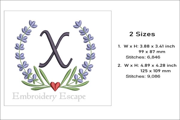 Letter X embroidery design