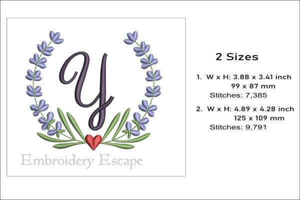 Letter Y embroidery design