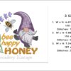 Bee happy honey gnome embroidery design