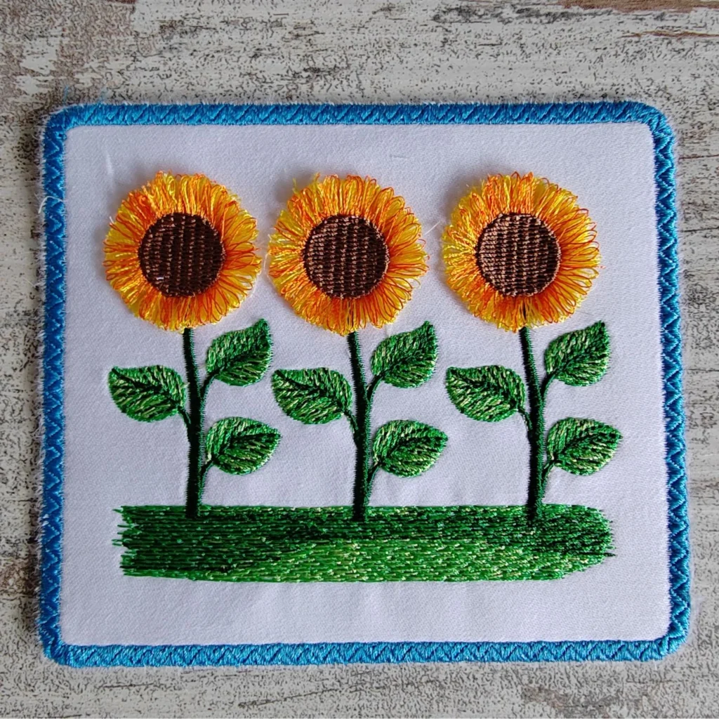 Fringe sunflowers embroidery design