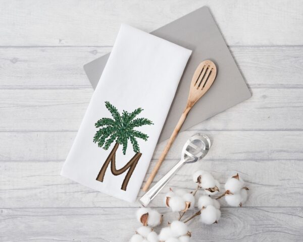 Palm tree letter M embroidery design