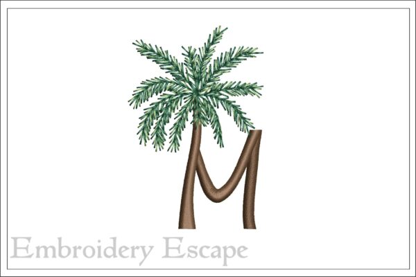 Palm tree letter M embroidery design