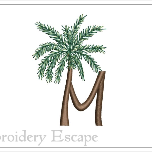 Palm tree letter M embroidery design