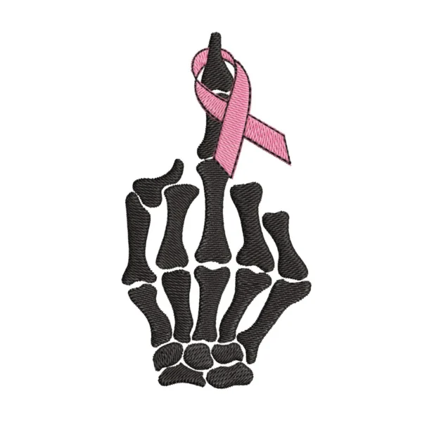 Middle finger embroidery design - pink ribbon embroidery pattern