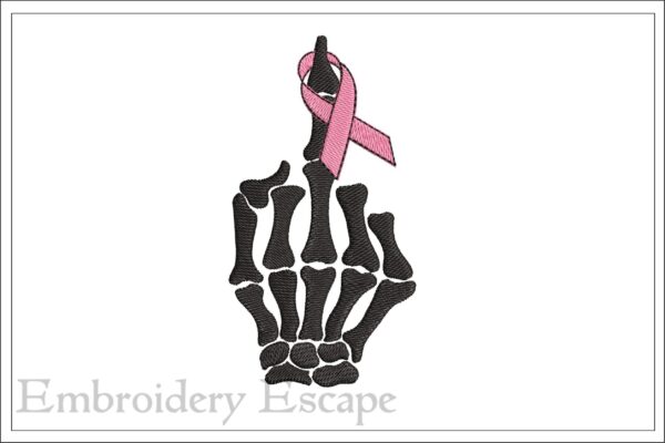 Middle finger pink ribbon embroidery design