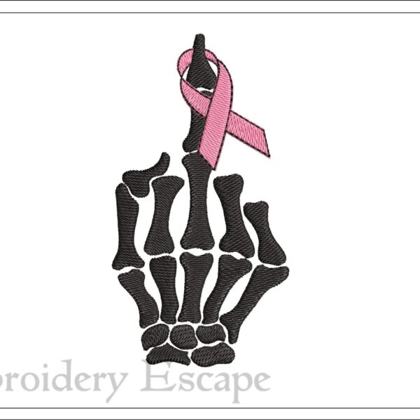 Middle finger pink ribbon embroidery design