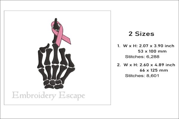 Middle finger pink ribbon embroidery design