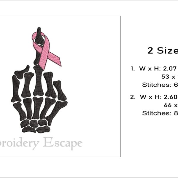 Middle finger pink ribbon embroidery design