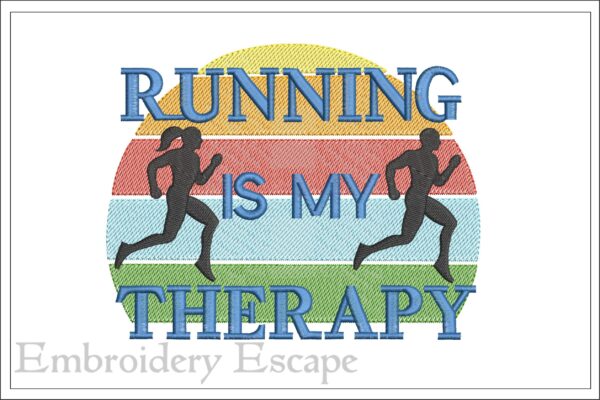 Running is my therapy embroidery design