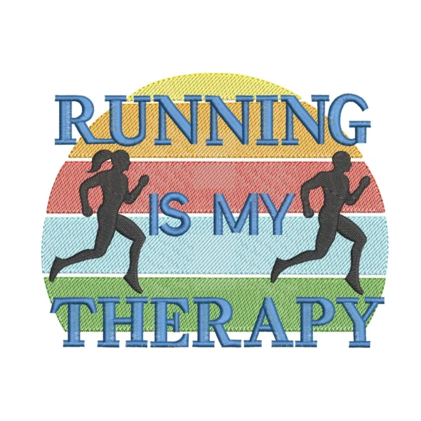 Running is my therapy embroidery design