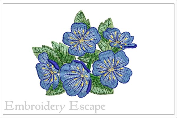 Wild blue rose embroidery design