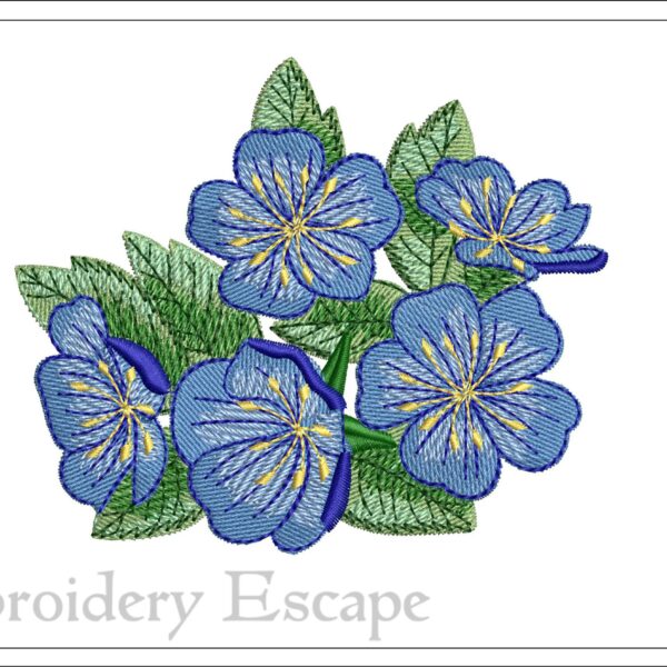 Wild blue rose embroidery design