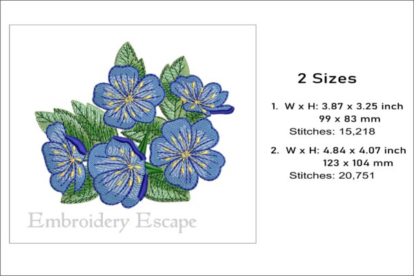 Wild blue rose embroidery design