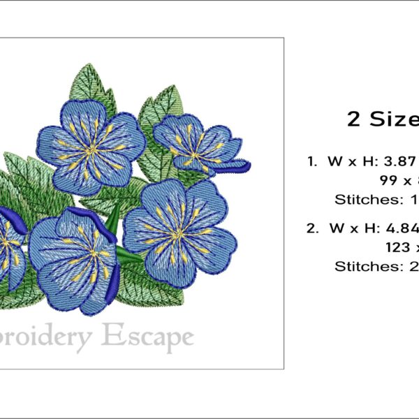 Wild blue rose embroidery design