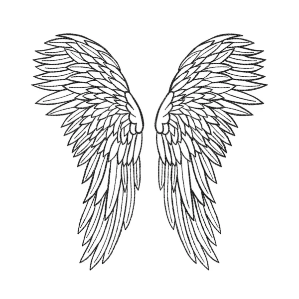 Angel wings embroidery design 3 - sketch embroidery design