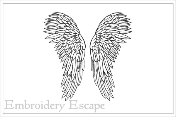 Angel wings embroidery design