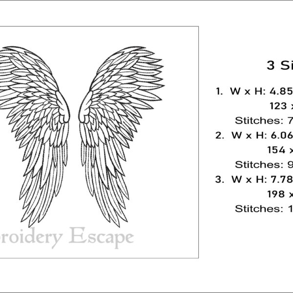 Angel wings embroidery design