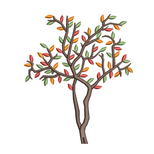 Autumn tree embroidery design - colorful embroidery pattern