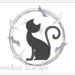 Black Cat Embroidery Design