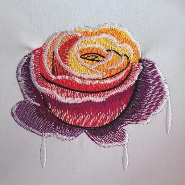 Colorful rose embroidery design - beautiful flower embroidery design