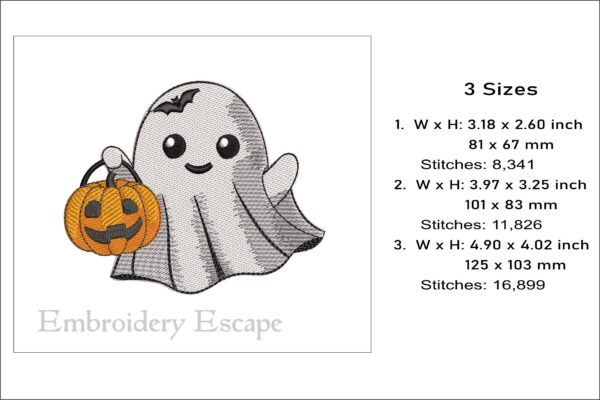 Cute ghost embroidery design