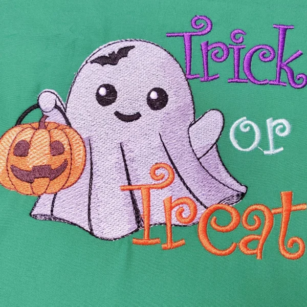 Cute ghost embroidery design - trick or treat embroidery - Halloween embroidery pattern 2