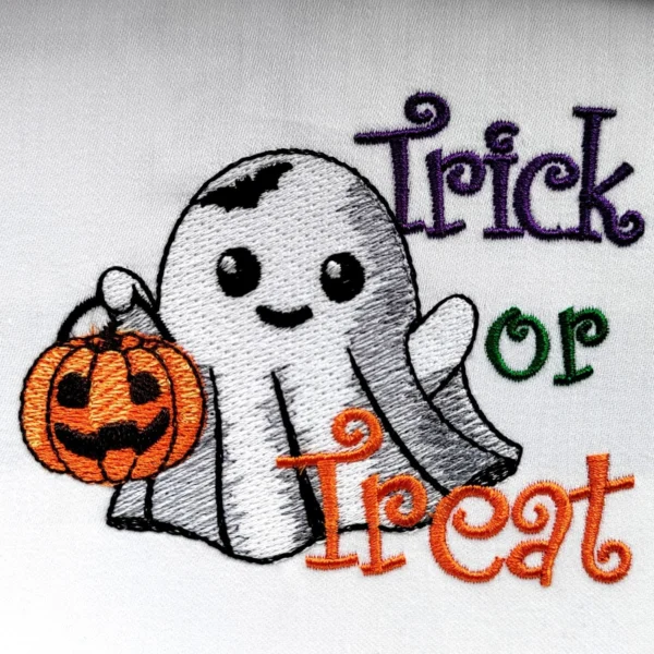 Cute ghost embroidery design - trick or treat embroidery - Halloween embroidery pattern