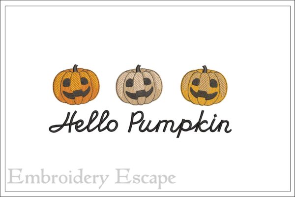 Hello pumpkin embroidery design