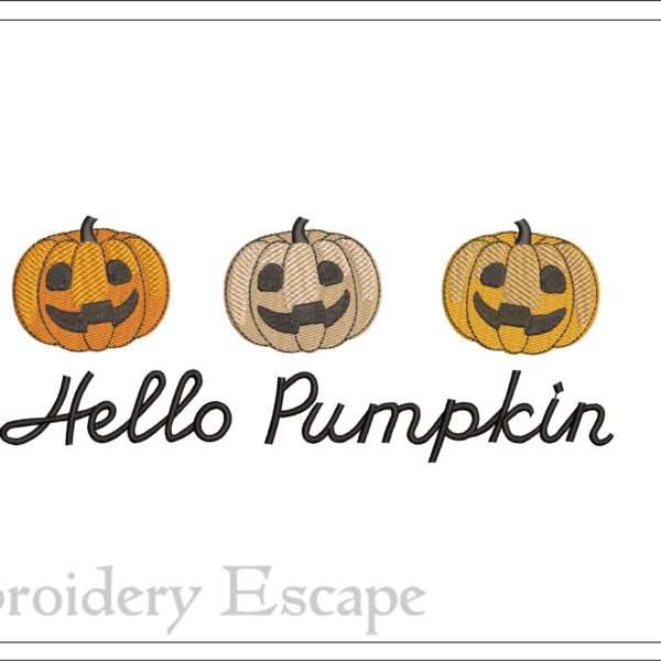 Hello pumpkin embroidery design