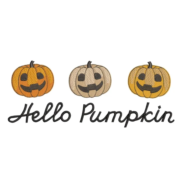 Hello pumpkin embroidery design - Autumn embroidery pattern - cute pumpkin embroidery