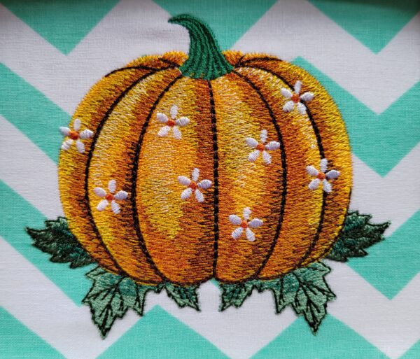 Pumpkin with little flowers embroidery design