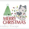 Merry Christmas Cute Cat embroidery design