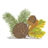 Pine cone embroidery design - Autumn embroidery pattern 1