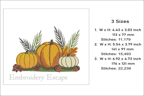 Pumpkin Fall embroidery design