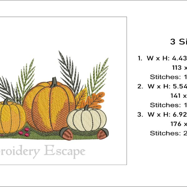 Pumpkin Fall embroidery design