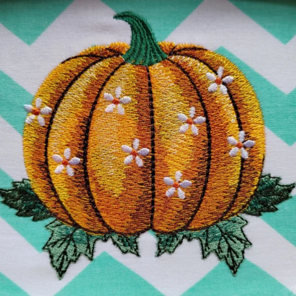 Pumpkin with flowers embroidery design - pretty Autumn embroidery - Fall embroidery pattern