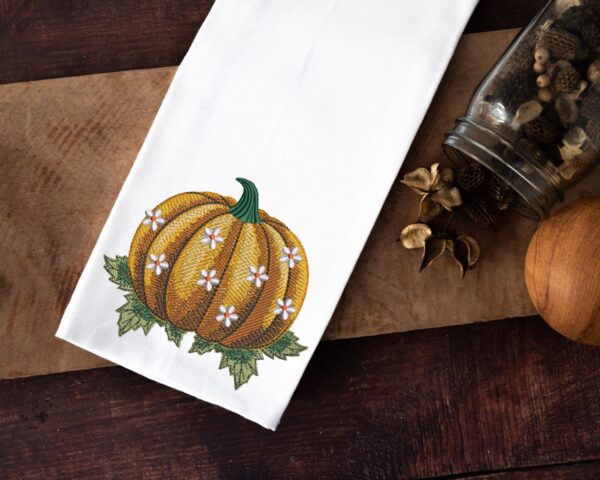 Pumpkin with little flowers embroidery design