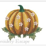 Pumpkin with Flowers Embroidery Design