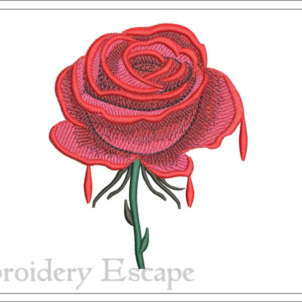 Red rose embroidery design