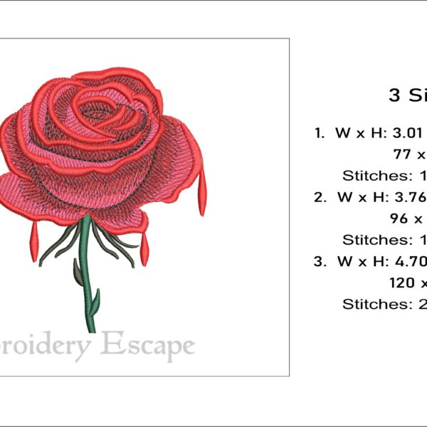 Red rose embroidery design