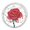 Rose in spiders web embroidery design - red rose embroidery - floral embroidery pattern 1