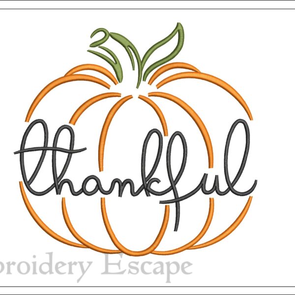 Thankful pumpkin embroidery design