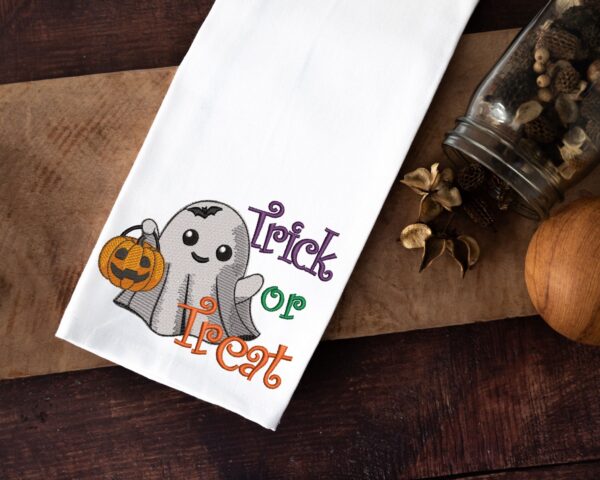 Trick or Treat cute ghost embroidery design